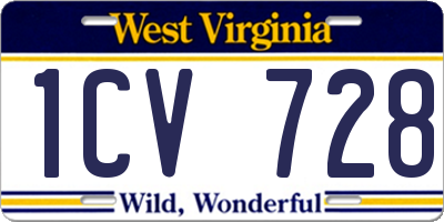 WV license plate 1CV728