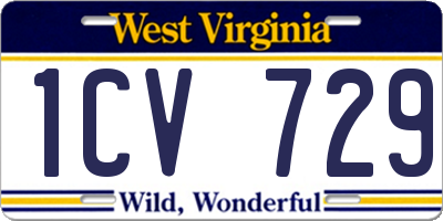 WV license plate 1CV729