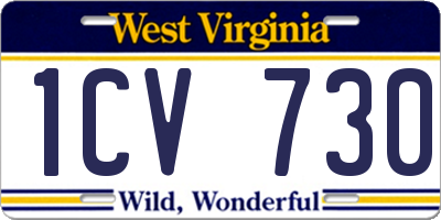 WV license plate 1CV730