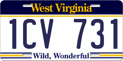 WV license plate 1CV731