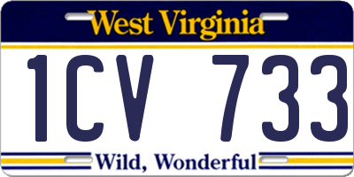 WV license plate 1CV733