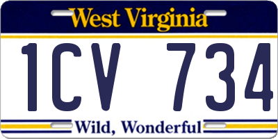 WV license plate 1CV734