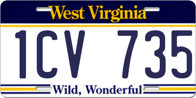 WV license plate 1CV735