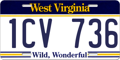 WV license plate 1CV736