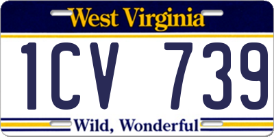 WV license plate 1CV739