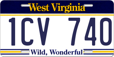 WV license plate 1CV740
