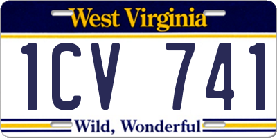 WV license plate 1CV741