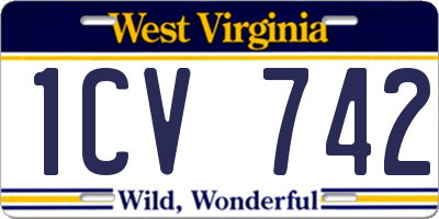 WV license plate 1CV742