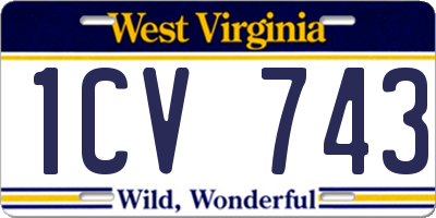 WV license plate 1CV743