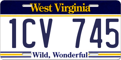 WV license plate 1CV745