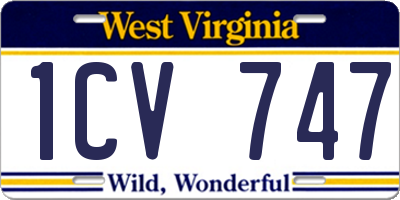 WV license plate 1CV747