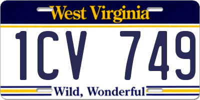 WV license plate 1CV749