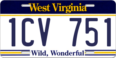 WV license plate 1CV751