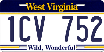 WV license plate 1CV752