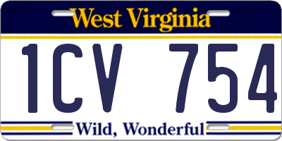 WV license plate 1CV754