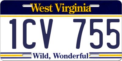 WV license plate 1CV755