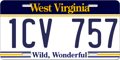 WV license plate 1CV757