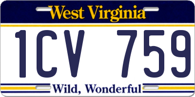 WV license plate 1CV759