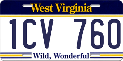 WV license plate 1CV760