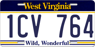 WV license plate 1CV764