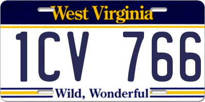 WV license plate 1CV766