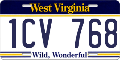 WV license plate 1CV768