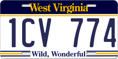 WV license plate 1CV774