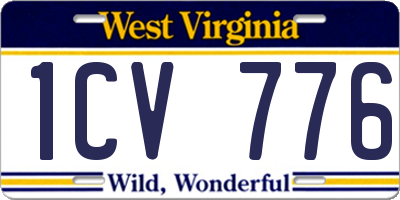 WV license plate 1CV776