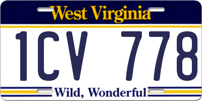 WV license plate 1CV778