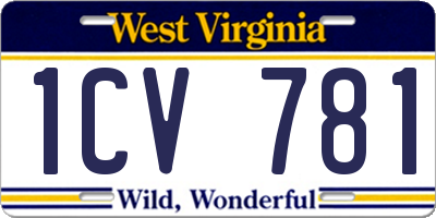 WV license plate 1CV781