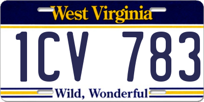 WV license plate 1CV783