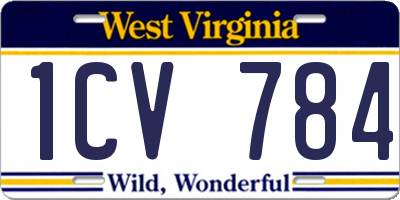 WV license plate 1CV784