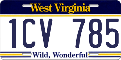 WV license plate 1CV785