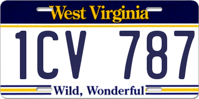 WV license plate 1CV787
