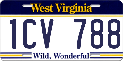 WV license plate 1CV788