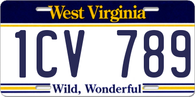 WV license plate 1CV789
