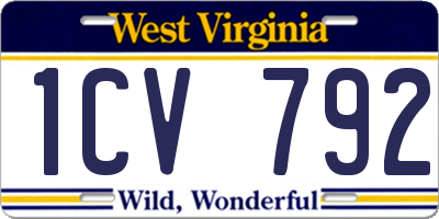 WV license plate 1CV792