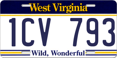 WV license plate 1CV793