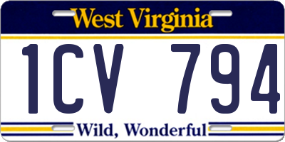 WV license plate 1CV794