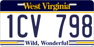 WV license plate 1CV798
