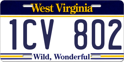 WV license plate 1CV802