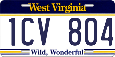 WV license plate 1CV804