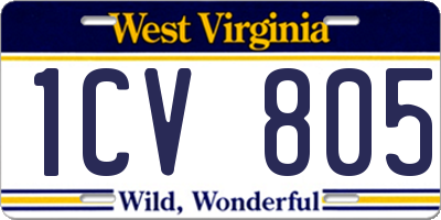 WV license plate 1CV805