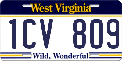 WV license plate 1CV809