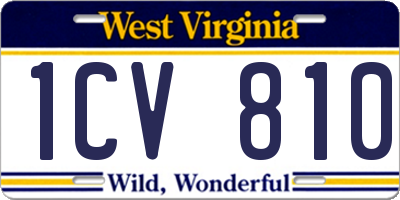 WV license plate 1CV810