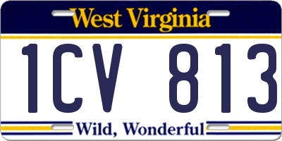 WV license plate 1CV813