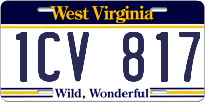 WV license plate 1CV817