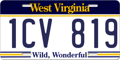 WV license plate 1CV819