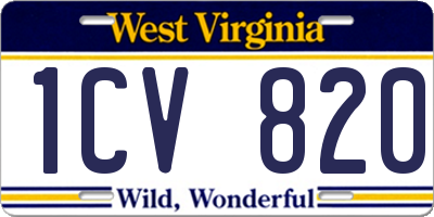 WV license plate 1CV820