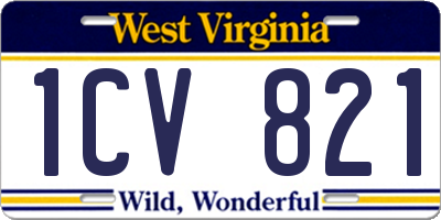 WV license plate 1CV821